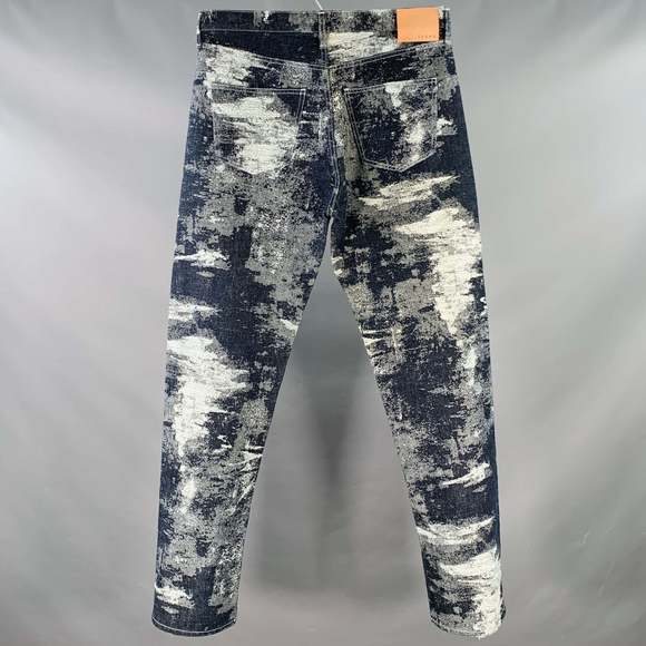 TAAKK Navy Blue Embroidery Cotton Japanese Denim Straight Jeans - Picture 4 of 8